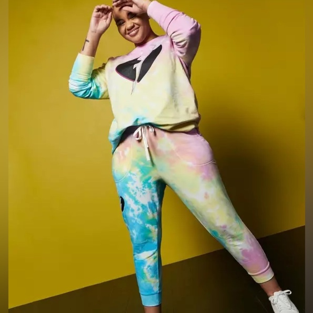 Torrid LoveSick Heart Breaker Fleece Multi Tie-Dye Crewneck Sweatshirt & Joggers